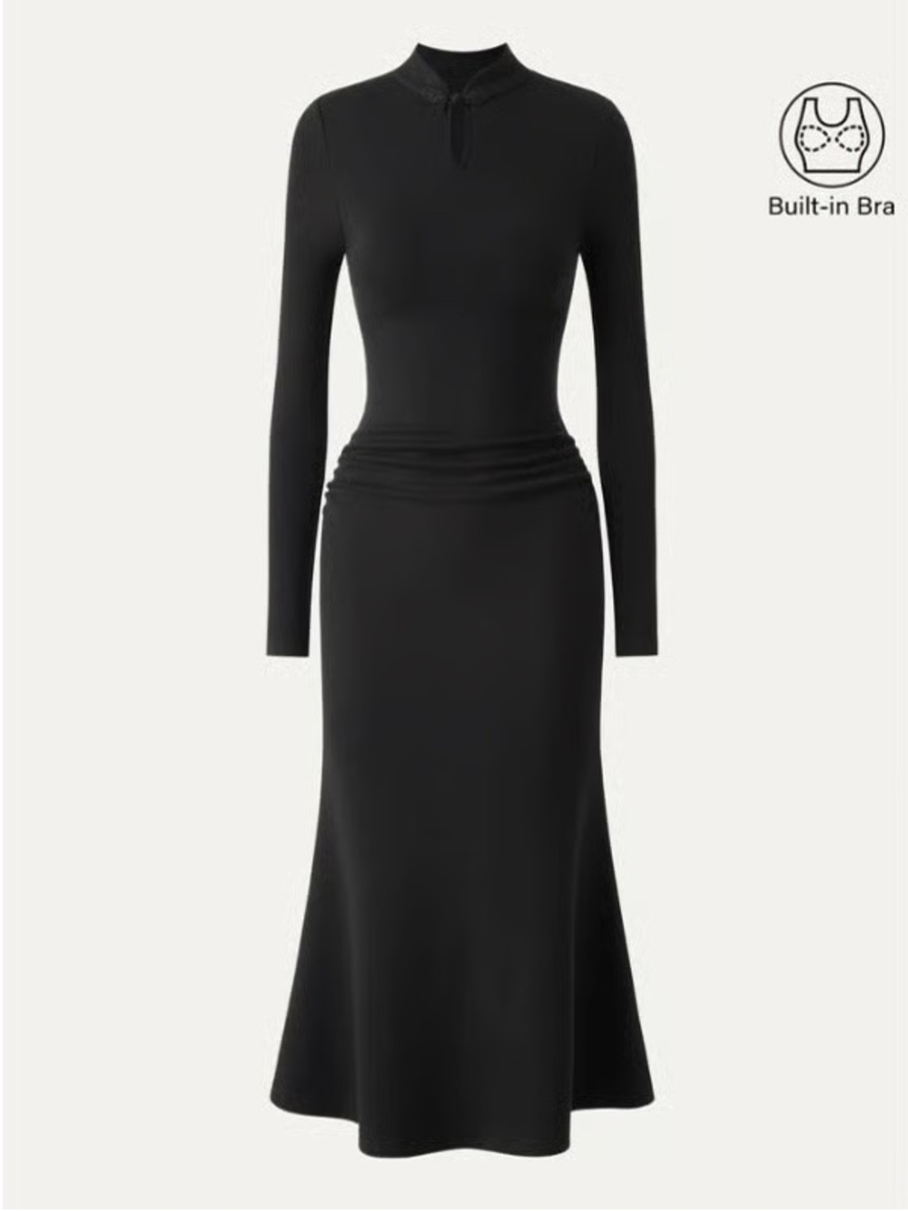 OGLMove Mandarin Collar Brami Mermaid Dress in Black